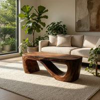 Hand-Shaped Ribbon Base Coffee Table in Solid Wood, view 7