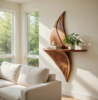 Solid Wood Natural Wood Floating Shelves Hallway Accent Shelf Home, view 7