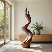 Solid Wood Sculpture Wall Art Rustic Large Twisted Spiral Floor Outdoor, view 7