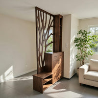 Solid Wood Room Divider Tree Pattern Cabinet Living, view 7