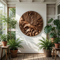 Round Eagle Medallion, Carved Wood Wall Sculpture, view 7 — view 7