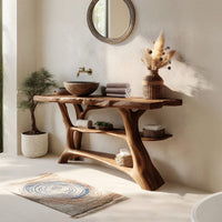 Solid Wood Live Edge Vanity Farmhouse Bathroom Solid Rustic Bathroom, view 7