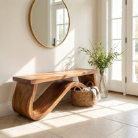 Modern Seating Bench Organic Curved Design For Entryway, view 7