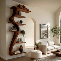 Solid Wood Wall Mounted Shelf Tree With Branches Living Room, view 7