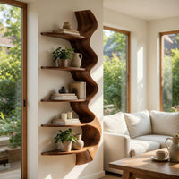 Solid Wood Wall Mounted Shelf Shelving Unit Living Room, view 7