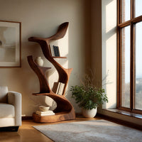 Hand-Carved Bookshelf with Forked Branch Uprights, view 7