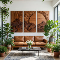 Layered Peaks and Rising Sun Wall Art, Set of Three, view 7 — view 7