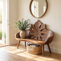 Contemporary Sunburst Leaf Back Bench For Lounge Interior Space, view 7