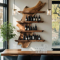 Solid Wood Wine Rack Mid Century Kitchen Bar Wall Shelf, view 7