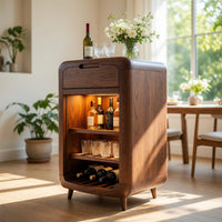 Solid Wood Bar Cabinet Wine With Shelves Drawer Area, view 7