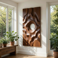Still Pond Closing Over Stone, Carved Wood Relief, view 7 — view 7