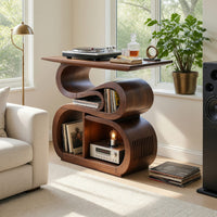 Solid Wood Record Player Stand Mid Century Console Vinyl Collection Area, view 7