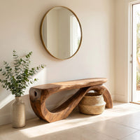 Minimal Organic Bench With Smooth Curved Form For Entryway, view 7