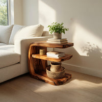 Modern Handcrafted Solid Wood Side Table For Furniture Decor, view 7