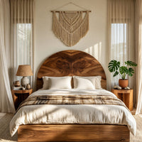 Solid Wood Headboard Boho Arch Neutral Earth Tone Bedroom, view 7