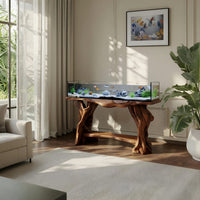Solid Wood Aquarium Stand Elegant Coffee Table With Built, view 7