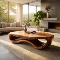 Freeform Loop Coffee Table with a Sculpted Wave Body, view 7