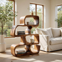 Solid Wood Standing Shelf Artistic Modern Home, view 7