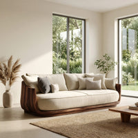 Solid Wood Sofa With Flowing Rounded Edges Home, view 7