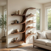 Solid Wood Wall Mounted Shelf Farmhouse Style Living Room, view 7