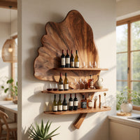 Solid Wood Wine Rack Boho Wall Stand Apartment Accent Feature, view 7