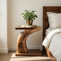 Solid Wood Nightstand Sculptural Bedroom Home, view 7