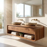 Solid Wood Bathroom Vanity Minimalist Floating Areas, view 7