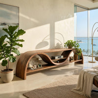 Ribbonwave Walnut TV Console with Open Display Shelf, view 7