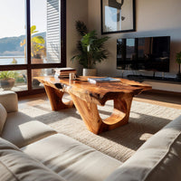Live Edge Coffee Table on Twin Pedestals, Made to Order, view 7