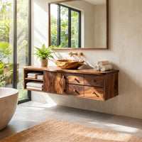 Solid Wood Bathroom Vanity Mid Century Floating Luxury, view 7