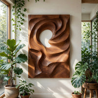 Coiled Dune Walnut Wall Art Panel with Open Center, view 7 — view 7