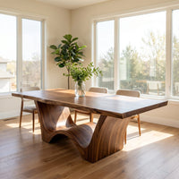 Artistic Wave Leg Wood Dining Table For Designer Dining Room, view 7