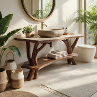 Solid Wood Live Edge Vanity Luxury Bathroom Space, view 7
