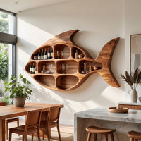 Solid Wood Wine Rack Rustic Wall Home Lounge Organizer, view 7