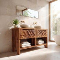 Solid Wood Bathroom Vanity Rustic With Two Drawers, view 7