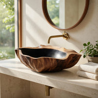 Solid Wood Sink Vanity Wall Mounted Bathroom Sleek Bathroom, view 7