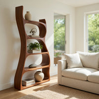 Solid Wood Standing Shelf Elegant Natural Entryway Display, view 7