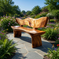 Solid Wood Outdoor Garden Bench Live Edge Entryway Natural Home Interiors, view 7