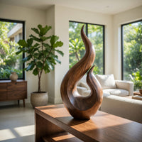 Solid Wood Sculpture Wall Art Handcrafted Abstract Statue Home, view 7