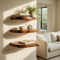 Solid Wood Natural Wood Floating Shelves Handcrafted Solid Corner Shelf Furniture, view 7