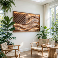 Backlit Wooden American Flag Wall Art, Made to Order, view 7 — view 7