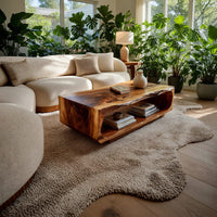 Hollow Box Coffee Table with a Live Edge Front Rim, view 7