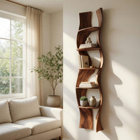 Solid Wood Wall Mounted Shelf Minimalist Bathroom Space Saving, view 7