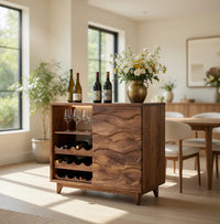 Solid Wood Bar Cabinet Wine Natural Dining Room, view 7