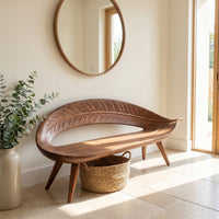 Modern Woven Leaf Shape Bench For Garden Interior Space, view 7