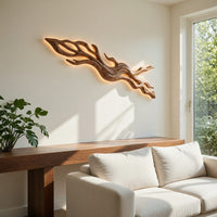 Rustic Wood Wall Light With Undulating Shape For Bedroom Decor, view 7