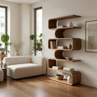Stacked Ribbon Bookshelf with Alternating Open Bays, view 7