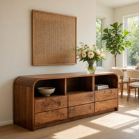 Solid Wood Sideboard Natural With Open Shelf Home, view 7