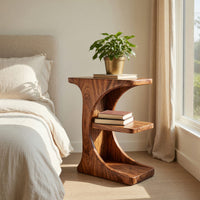 Solid Wood Nightstand With Storage Levels Bedroom, view 7
