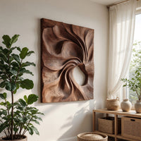 Spiral Vortex Carved Walnut Wall Relief Panel, view 7 — view 7